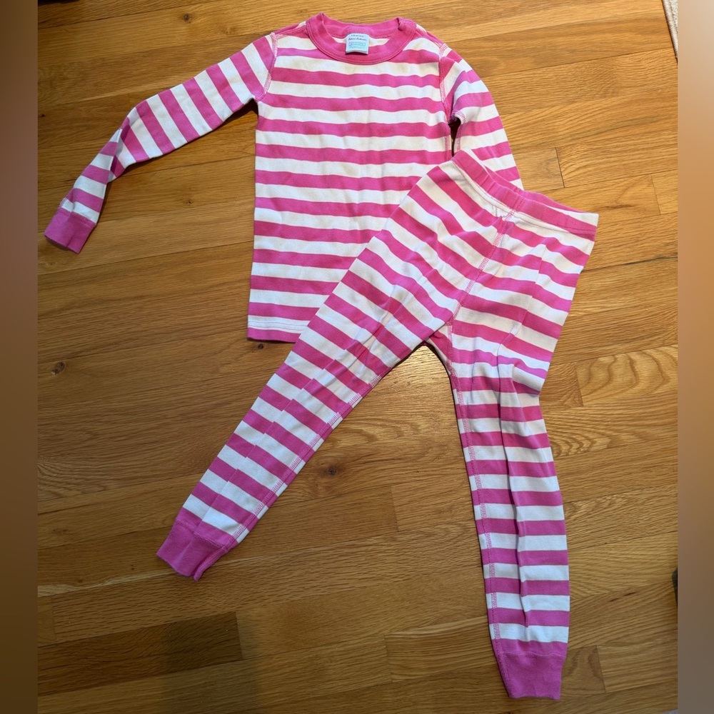 Hanna Andersson Pink and White Striped Pajama Set